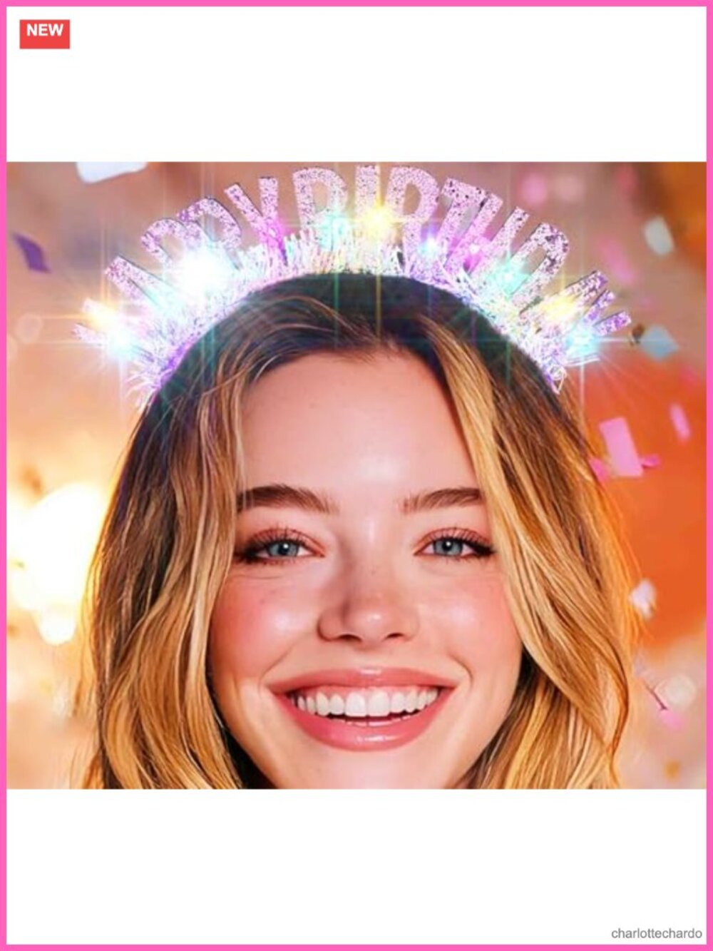 LED Light Up Happy Birthday Headband Glitter Crown Hair Accessory
